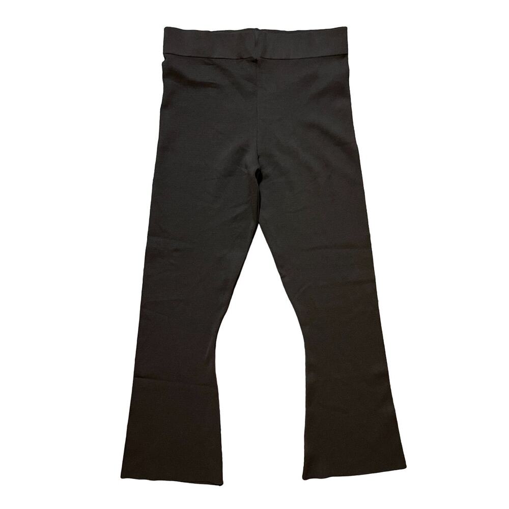 NWT ZARA High Rise Kick Flare Rib Knit Pull On Pants in Chocolate brown  SZ L